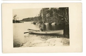 RPPC Shiplap Boat Canoe Swamp CRAWFORDSVILLE IN Indiana Real Photo Postcard - Picture 1 of 2