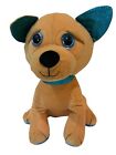 Toy Factory Brown Blue Big Eyed Cute Dog 15" Firm Stuffed Animal Plush Toy