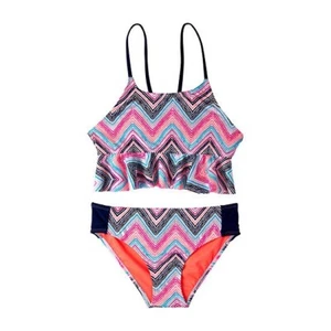 Limited Too Foil Zig Zag Multi Color Bikini Set Girls Size 4 Swimsuit - Picture 1 of 1
