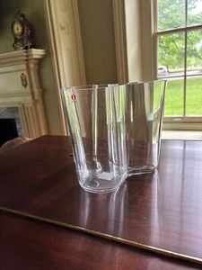 NEW IITTALA Aalto Clear Maljakko Vase Bowl Finland Organic Signed 160 mm NIB - Picture 1 of 10