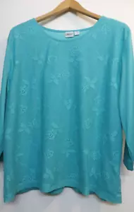 Haband! Shirt Top Womens XX 2X Green Classic Lace Overlay Blouse Stretch Classic - Picture 1 of 10