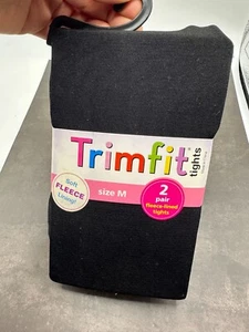 Trimfit 2-Pair Fleece-Lined Tights – Kids Size M (7-10) – Black – Cozy & Warm! - Picture 1 of 4