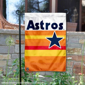 Houston Astros Vintage Rainbow Stripes Garden Flag and Yard Banner - Picture 1 of 5