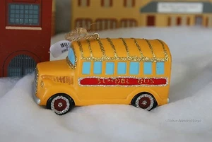 POTTERY BARN MERCURY GLASS SCHOOL BUS ORNAMENT -NWT- GET AN “A” IN HOLIDAY DÉCOR - Picture 1 of 11