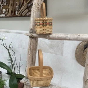 Two Small Handwoven Baskets With Handles - Picture 1 of 6