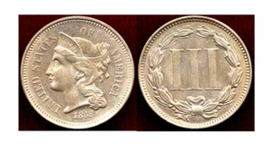 1868 Nickel 3C- EXECELLENT MINT LUSTER -3Cents++ - Picture 1 of 1