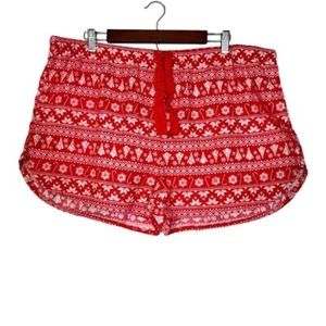 NEW BP Red White Christmas Printed Drawstring Pajama Shorts Women's Plus Size 1X - Picture 1 of 4