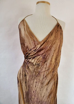 Ralph Lauren black Collection dress silk evening gown 8 10 12 M L purple gold XL - Image 1 of 4