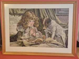 Vintage Needlepoint Art Work Suspense after Charles Burton Barber Framed - Picture 1 of 10