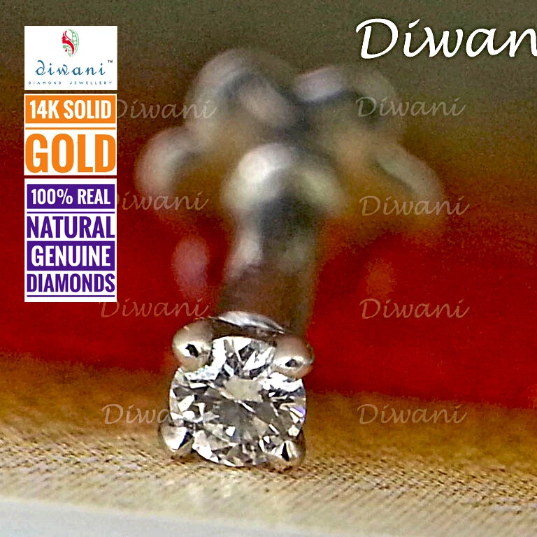 1.9mm Echt Si Diamant Hochzeit Nase Lippen Labret Monroe Schraube Piercing Stud - Bild 1 von 4