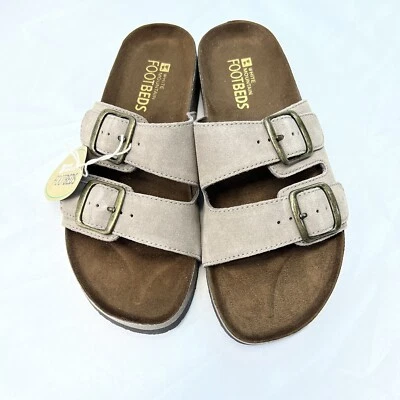 WHITE MOUNTAIN Shoes Helga Women's Sandal Slip on Buckel LT TAUPE Suede 7 M - Image 1 of 4