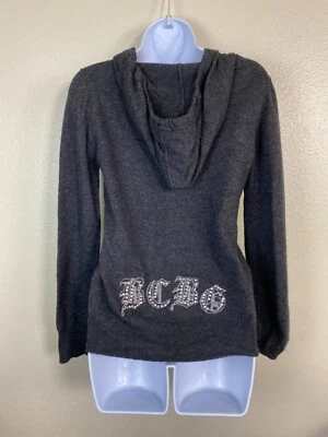 Suéter con Capucha BCBG Maxazria Y2K Gris Estrás Mujer Talla Mediana Lana Cachemira Foto 1 de 4