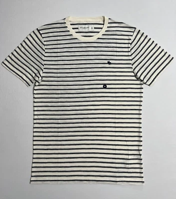Abercrombie & Fitch Men's Striped Crew Neck A&F Logo T-Shirt Tee XS S M L XL XXL - Image 1 of 4