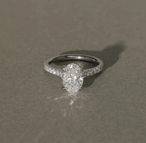 Ehering 2,10 kt Ovalschliff IGI-zertifiziert Laborgezüchtet/CVD-Diamant 14 K Weißgold - Bild 1 von 8