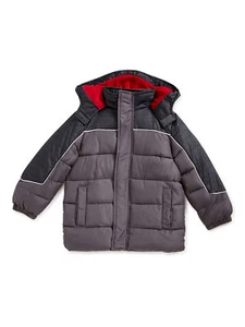 Ixtreme Boys CHARCOAL Color Block Puffer Jacket Free Hat 7 - Picture 1 of 4