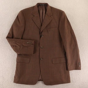 VTG Hopsack Jacket M MT Brown Houndstooth Gun Check 100% Wool Blazer 40L - Picture 1 of 19