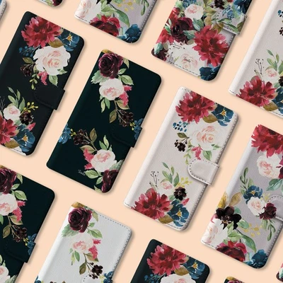 Personalised Wallet Phone Case for iPhone 16 16e 15 14 Pro Max Cover Floral Rose - Image 1 of 4