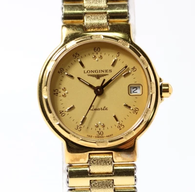 Reloj para mujer [casi como nuevo] Longines Conquest L152.4 esfera dorada fecha cuarzo fecha Foto 1 de 4