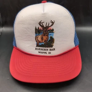 ElkHorn Bar Weippe Idaho Vintage Hat Corded Brim Mesh Back Snapback Adjustment - Picture 1 of 14