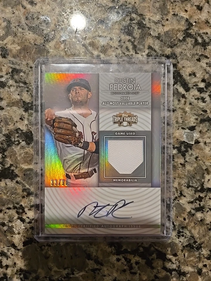 2012 Topps Triple Threads 达斯汀·佩德罗亚签名球衣 #33/99 红袜世界系列赛 — 第 1/2 张图片