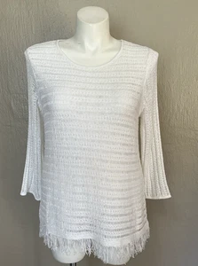 Suéter Chico's Cubre Ligero Flecos Blanco Sólido Talla 3/XL NUEVO SIN ETIQUETAS - Imagen 1 de 7