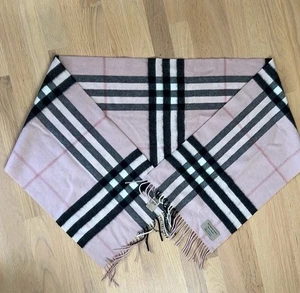 Burberry Giant Check Cashmere Scarf Pink Fridge Made In Scotland Authentic $625 - Picture 1 of 8