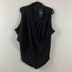 Lauren Ralph Lauren Faux Wickelbluse Reißverschluss in Schwarz Größe 3X Stretch - Bild 1 von 11