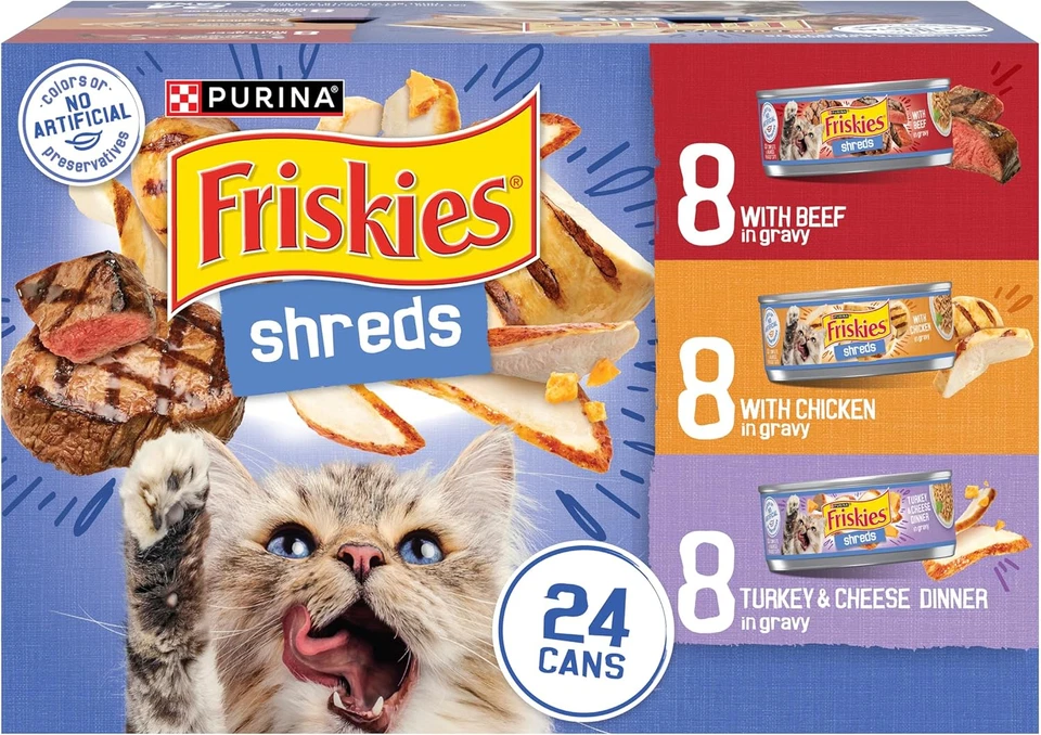 Purina Friskies Gravy Wet Cat Food Variety Pack Shreds with Beef with Chicken