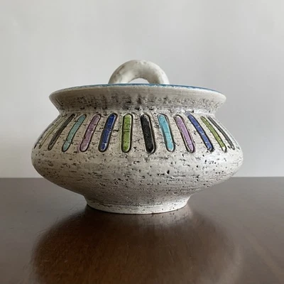 Bitossi Pottery Italy Covered Lidded Bowl Canister Aldo Londi 832 Multicolor - Image 1 of 4