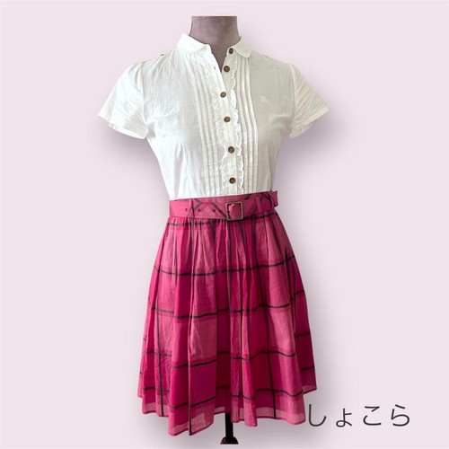 Burberry Blue Label Mini Abito Check Rosso Bianco Cotone 38 M (US:S) 046496d