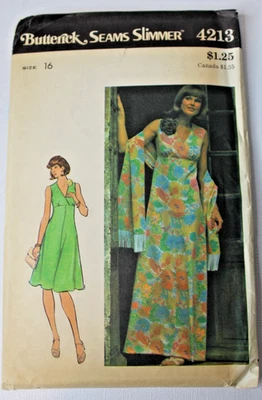 Vestido estola vintage Butterick 4213 patrón de costura Misses talla 16 sin cortar/completo Foto 1 de 2
