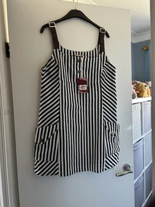 BNWT JOE BROWN STRIPED DRESS FRONT POCKETS ADJUSTABLE STRAPS SIZE 12 - Picture 1 of 5