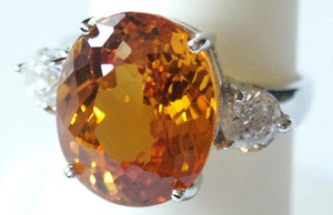 Gorgeous Lab Created Orange Sapphire Silver Ring, Sep #n5 - Picture 1 of 4