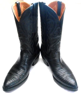 Lucchese Exotics Teju Lizard Mens Black Boots Size 9.5 E Excellent LOOK!! - Picture 1 of 20