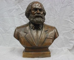 11'' Bronze Great German Carl Heinrich Marx Bust Statue - Picture 1 of 8