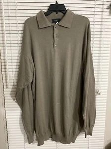 NEW RAFFI Linea Uomo Italy Long Sleeve Knits Big & Tall Polo 3XLT Taup Men's - Picture 1 of 8