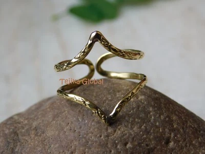 Anillo de férula de latón macizo hecho a mano gatillo mazo dedo artritis anillos Foto 1 de 4