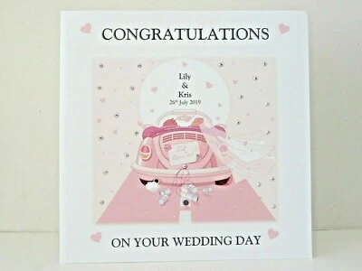 Tarjeta de felicitación personalizada para el día de la boda recién casada tamaño grande 8x8 pulgadas  Foto 1 de 2