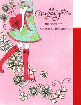 情人节快乐孙女甜美女孩风格做你自己标志卡 — 第 1/3 张图片