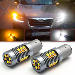 Switchback White/Amber LED Bulbs 1157 For Hyundai Kia Front Turn Signal Lights - Foto 1 di 12