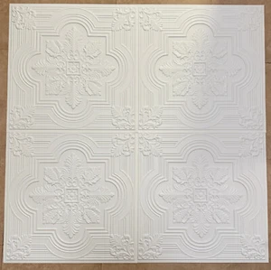 PVC Kunstdose (Aufkleben/Drop-In) Deckenfliesen 24x24 D206 weiß matt - SET/10 - Bild 1 von 2