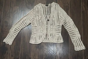 Carol Taylor Button Crochet Women's Cardigan Size Petite Large Boho - Picture 1 of 8