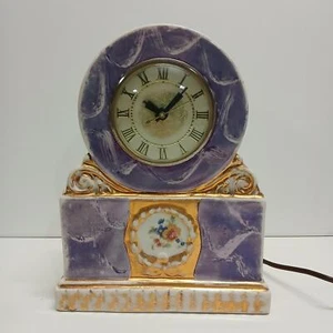 Vintage Porcelain Lavender Electric Mantle Clock  - Picture 1 of 7