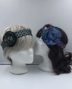 2 Handmade NECKTIE Headbands ~Flower ~Stretchable ~Boho Hippie ~New Gift~Unique - Picture 1 of 5