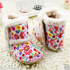 Infant Baby Girl Faux Fur Floral Shoe Boot Slippers  Crib Shoe Pre Walker