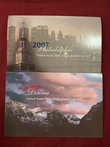 Lot Of (4) 2007-2008 Den & Phily US Mint Uncirculated Coin Sets Cover