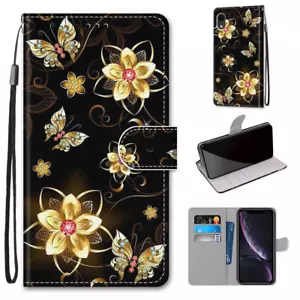 For Various Phone Luxury Butterfly Magnetic Card Wallet Case Flip Stand Cover - Picture 1 of 11