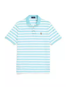 Polo Ralph Lauren Classic-Fit Stripe Soft Cotton Polo Shirt Turquoise/White /S. - Picture 1 of 4