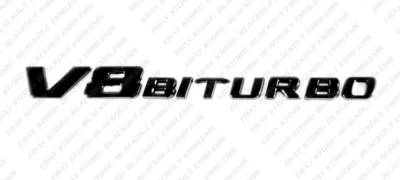 Gloss Black Emblem Badge Letters for Mercedes-Benz V8 Biturbo GT-S ML63 S63 AMG - Image 1 of 4