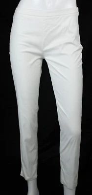 Pantalones PRADA Blanco Algodón Elástico Popelina Triángulo Logo Ajustados Pierna 38 NUEVO Foto 1 de 4
